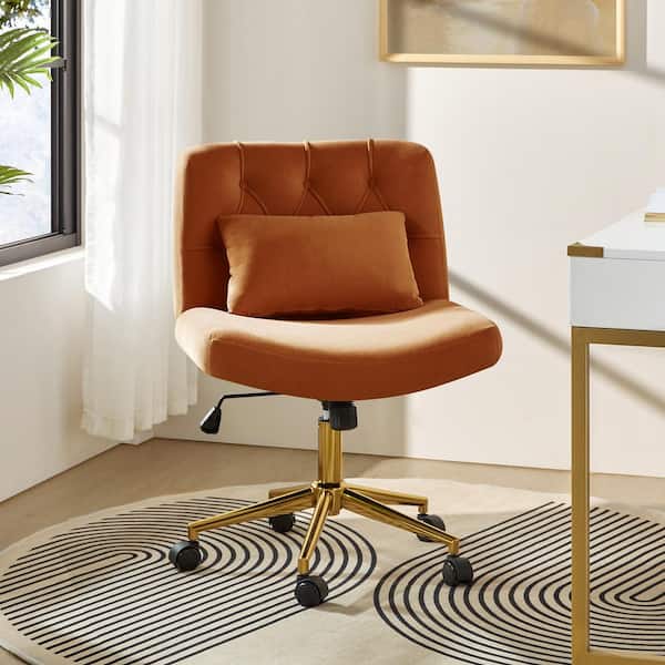 JAYDEN CREATION Norman Orange Modern 23 in. W Polyester Swive and Tilting Office Chair with Pillow