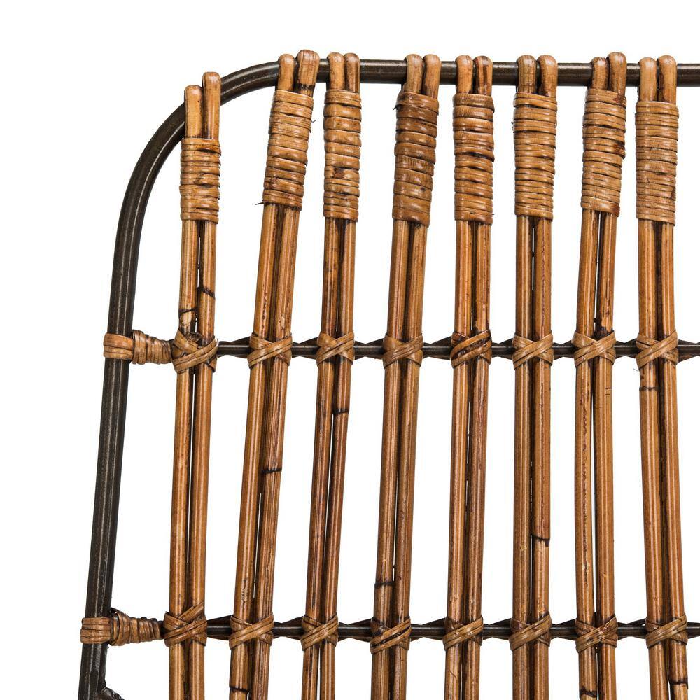 Luxuriant 43'' Natural Brown & Black Metal Wicker Bar Stool - Set of 2