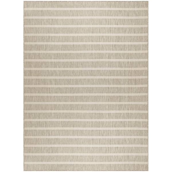 Positano Grey Ivory 8 ft. x 10 ft. Stripes Contemporary Area Rug