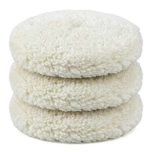 7 Inch Wool Polishing Pad with Easy Clean and Install for Cutting and Buffing Car Boat Surfaces 3 Pack