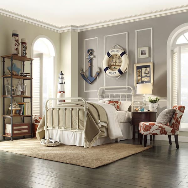 INSPIRE Q White Antique Graceful Victorian Metal Twin Bed 40E411BT