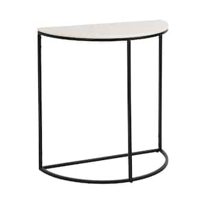 Dorrah 28 in. Black/White Half Circle Marble Console Table