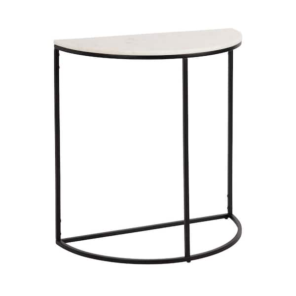 Kate and Laurel Dorrah 28 in. Black/White Half Circle Marble Console Table