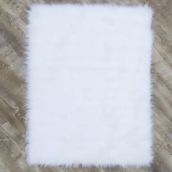 Home Decorators Collection Faux SheepSkin White 10 ft. x 13 ft. Area Rug