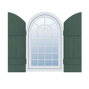 14 in. x 53 in. Lifetime Vinyl Standard Four Board Joined w/ Archtop Board and Batten Shutters Pair Forest Green