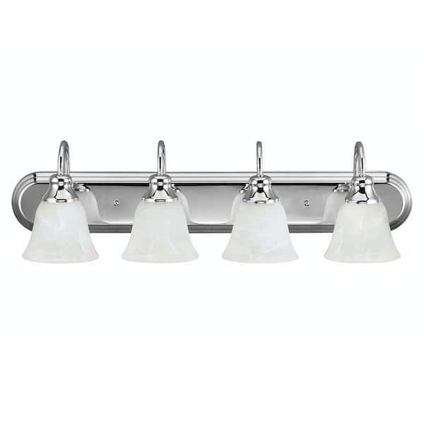 Generation Lighting Windgate 4-Light Chrome Wall/Bath Light with Alabaster Glass Shades