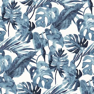 Falling Fronds Lapis Tropical Palm Vinyl Peel and Stick Wallpaper Roll ( Covers 30.75 sq. ft. )