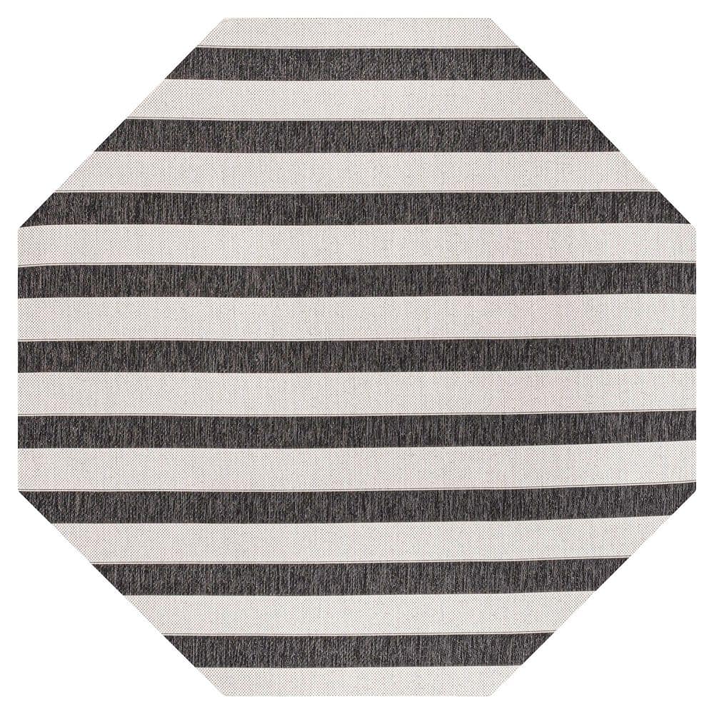 Aveiro Wide Stripe Black/Cream 8 ft. Octagon Indoor/Outdoor Area Rug price history on PriceWatchPro