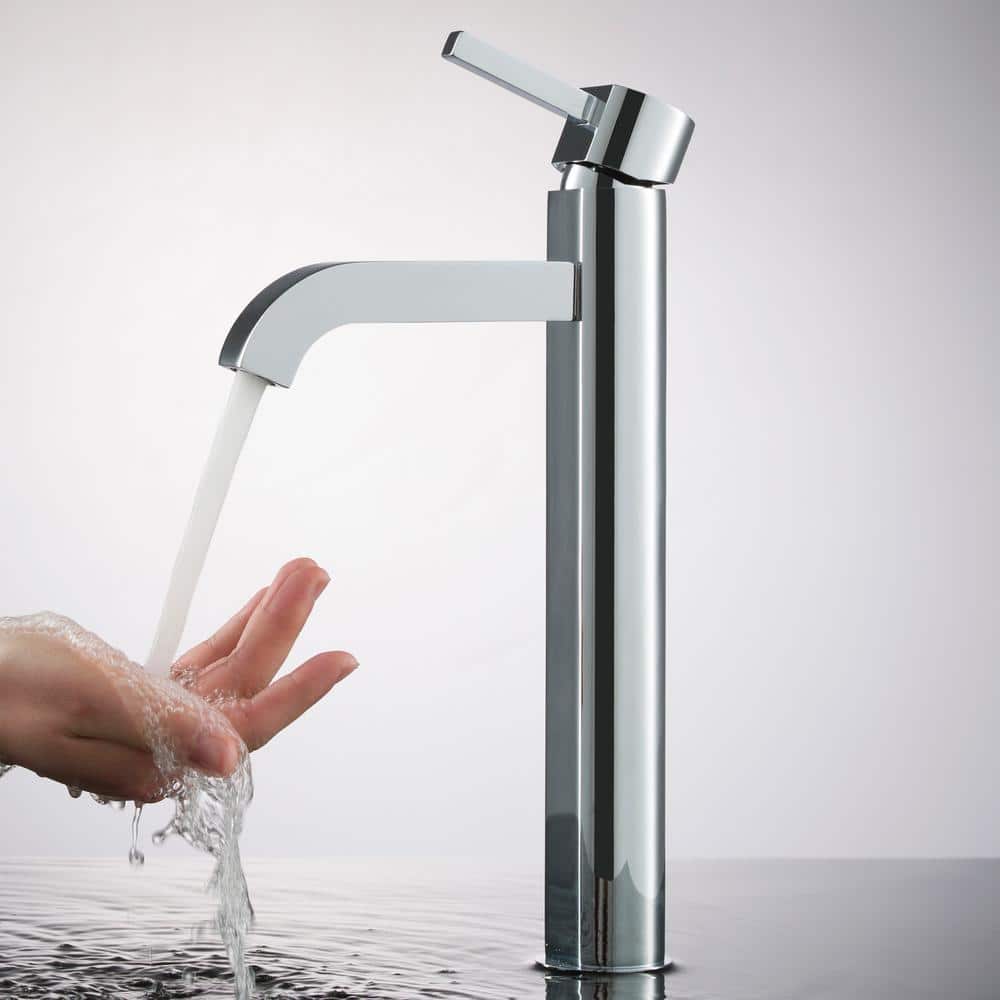 White Ceramic Square Vessel Sink with Chrome Faucet