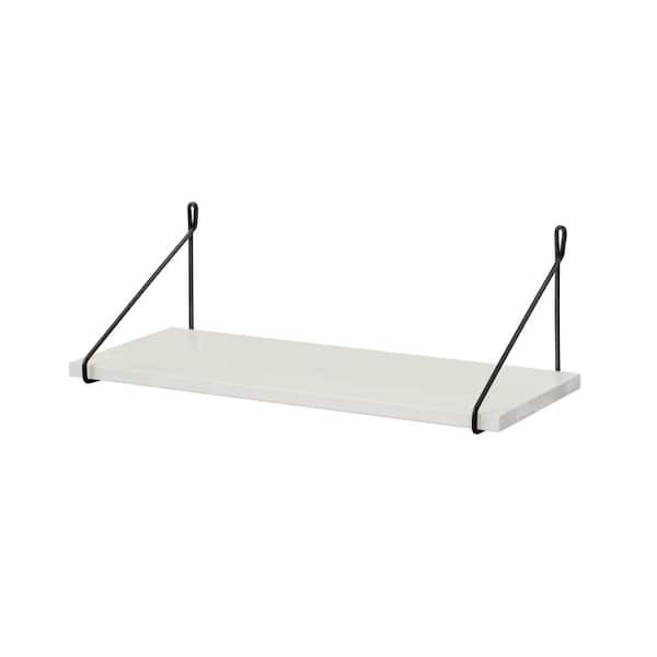 Dolle FILO 23.6 in. x 7.9 in. x 0.75 in. White Decorative Wall Shelf with Brackets