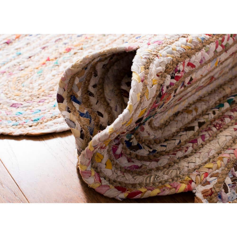 Ivory Multicolor Rectangular Cotton Flat Woven Rug, 3' x 5'