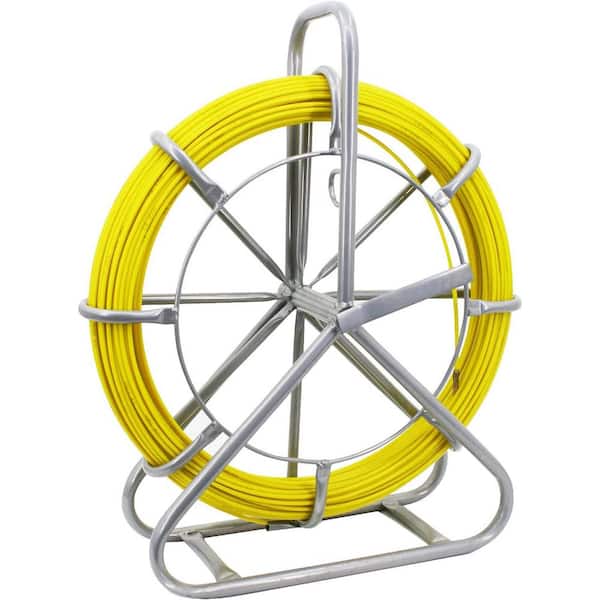 450 ft. Fiberglass Electrical Wire Cable Puller Duct Rodder Fish Tape with Steel Reel Stand and Cage