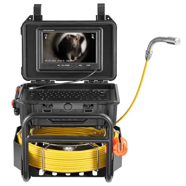 SKYSHALO Sewer Camera, 230 ft. /70m Self-Leveling Drain Camera with 512Hz Transmitter, Distance Counter, 9in. Screen Sewer Camera