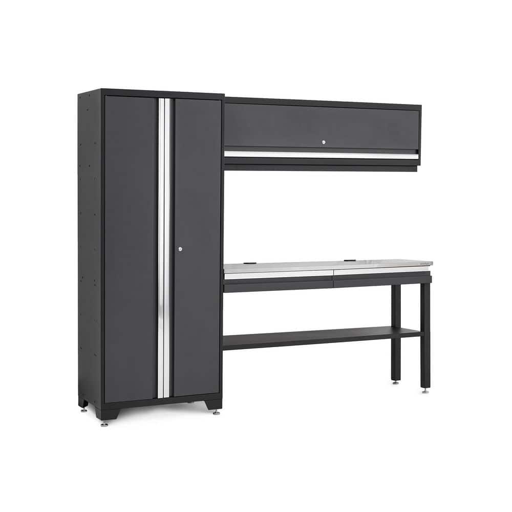 "Bold Series 92"" W x 76.75"" H x 18"" D Pre Assembled 24-Gauge Steel 4-Piece Garage Storage System Set in Gray, SS Worktop" price history on PriceWatchPro