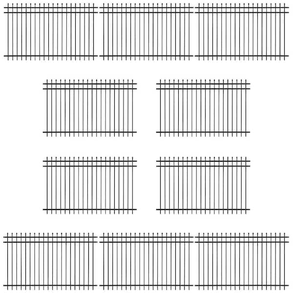 Fencer Wire 5 ft. x 8 ft. Heavy-Duty Steel Spaced Bar Pointed Pinnacle Metal Fence Panel (Pack of 10)