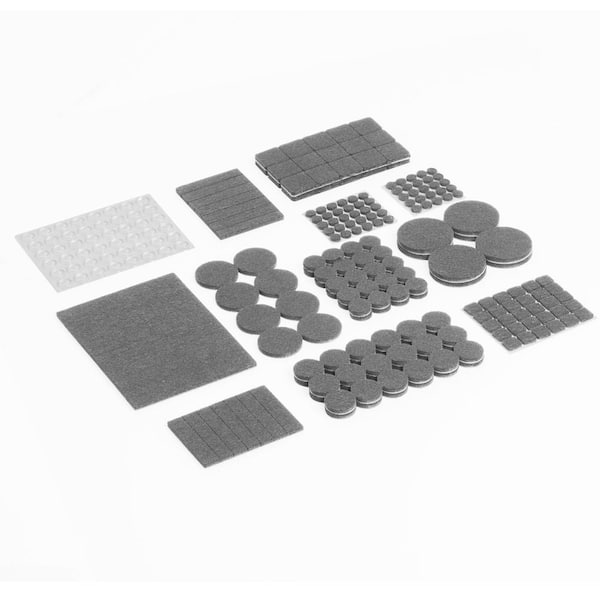 SUPER SLIDERS Assorted Gray Heavy-Duty Bumpers and Felt Pads (270-Pack)