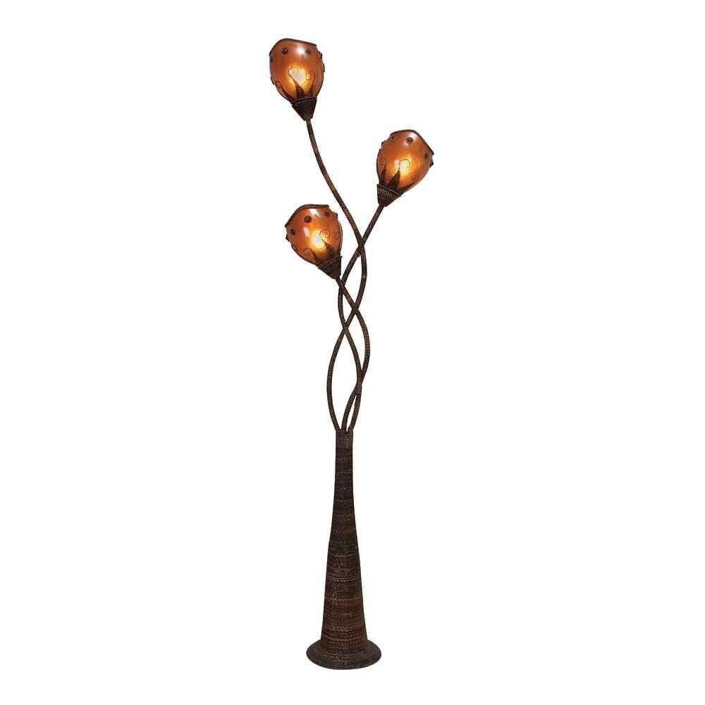Bronze Iron Conical Floor Lamp with Rhinestone Embellishments