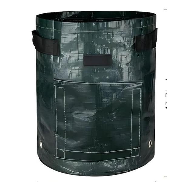 4-Pack 10 Gal. Thick Plastic Fabric Grow Bags with Flap, Sturdy Handles and Harvest Windows in Green