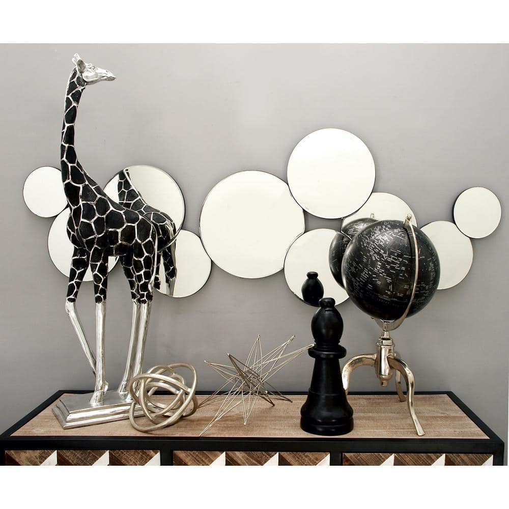 57" Silver Round Wood Cluster Wall Mirror