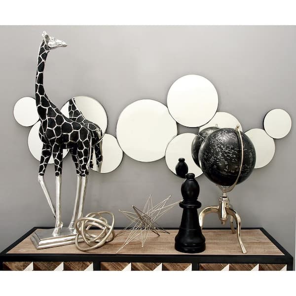 Litton Lane 20 in. x 57 in. Bubble Cluster Round Framed Silver Wall Mirror