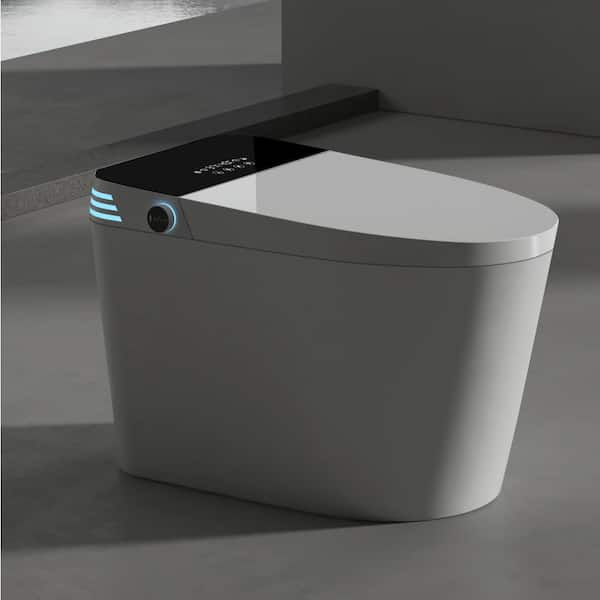 FAMYYT 1-Piece 1.28 GPF Single Flush Elongated Smart Toilet in White with Auto Flush, Auto Open/Close, Heated Seat, Warm Water