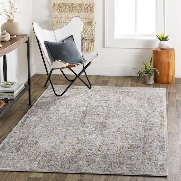 Carmel Light Gray Traditional Border 8 ft. x 12 ft. Area Rug