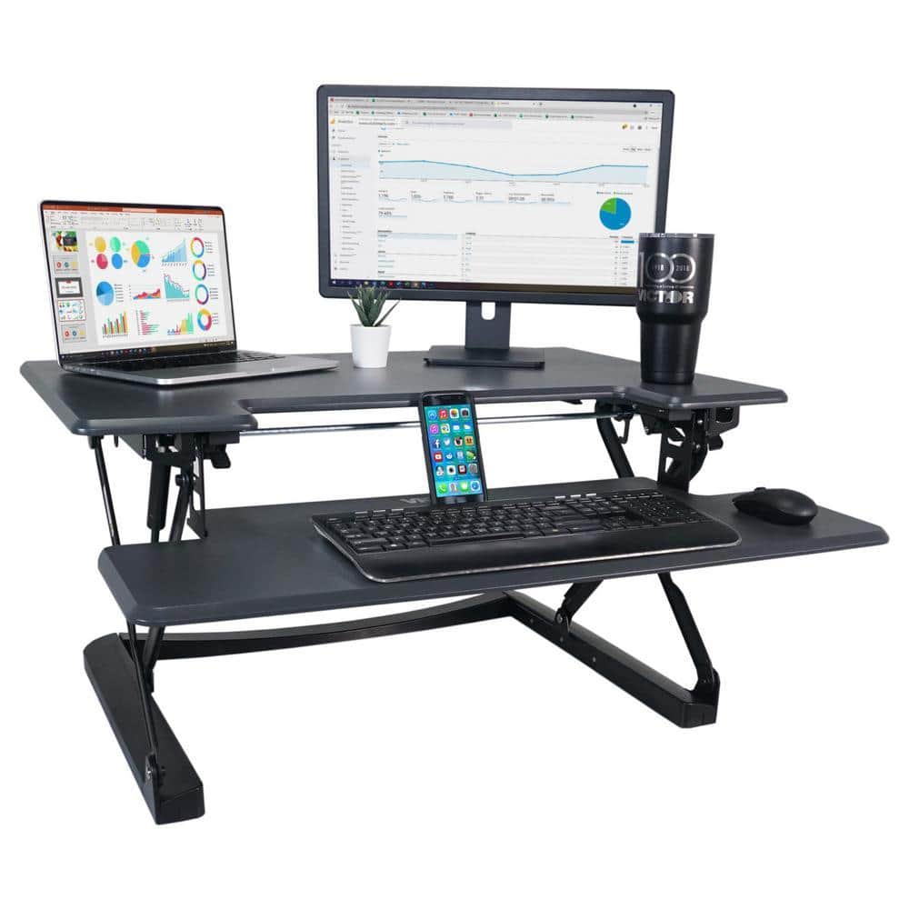 Victor Technology 36 in. H Gray and Black Adjustable Standing Desk