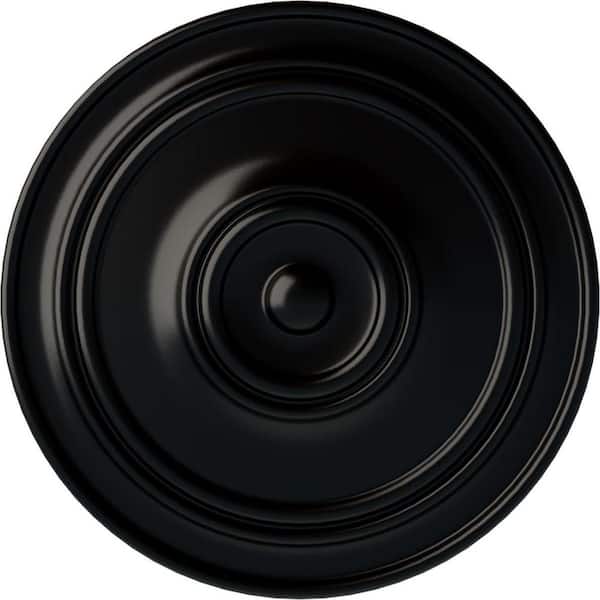 Ekena Millwork 21-7/8" x 2-3/8" Classic Urethane Ceiling Medallion (For Canopies upto 5-1/2") Hand-Painted Jet Black