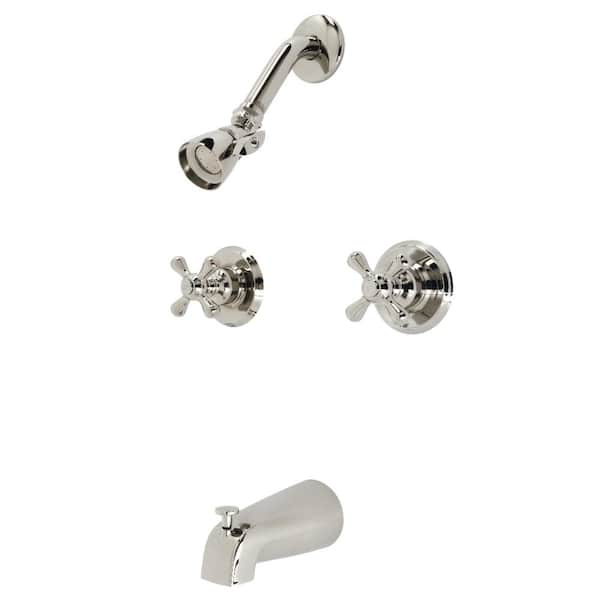 Kingston Brass Victorian Double Handle 1-Spray Tub and Shower Faucet 2 GPM with Corrosion Resistant in Polished Nickel