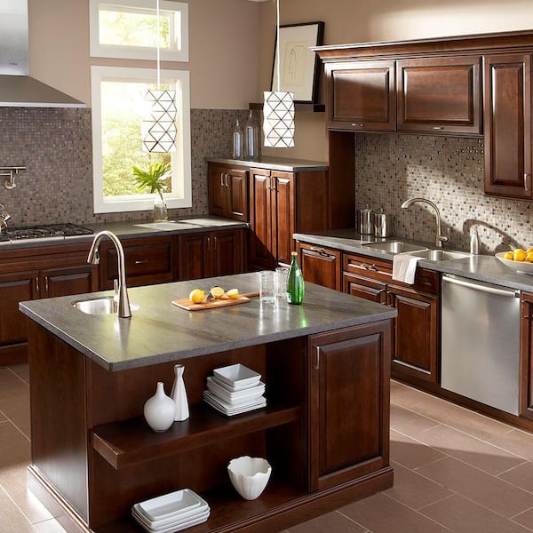 2 in. x 2 in. Solid Surface Countertop Sample in Lava Rock