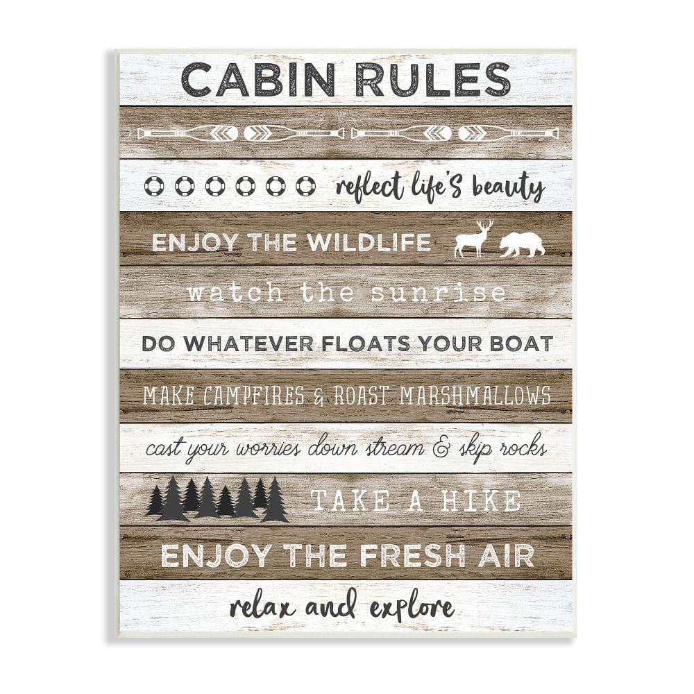 Cabin Rule Motivational Rustic Pattern By Natalie Carpentieri Unframed Print Typography Wall Art 10 in. x 15 in. price history on PriceWatchPro
