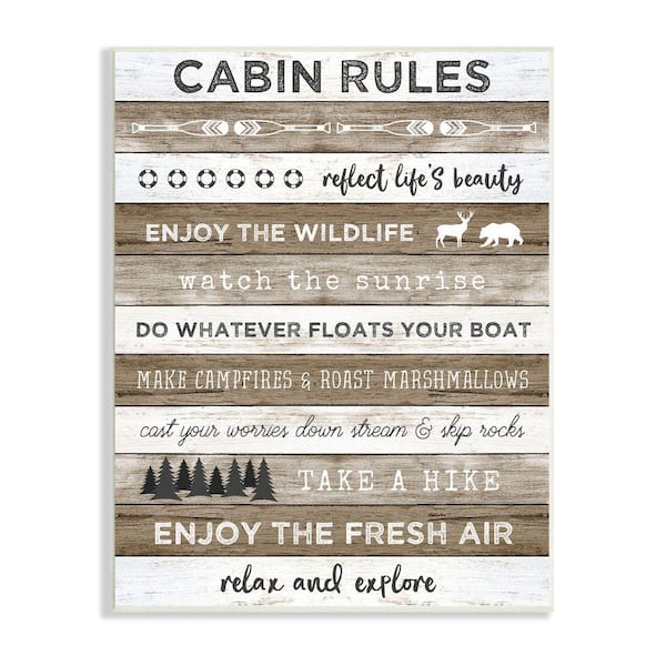 Stupell Industries Cabin Rule Motivational Rustic Pattern By Natalie Carpentieri Unframed Print Typography Wall Art 13 in. x 19 in.