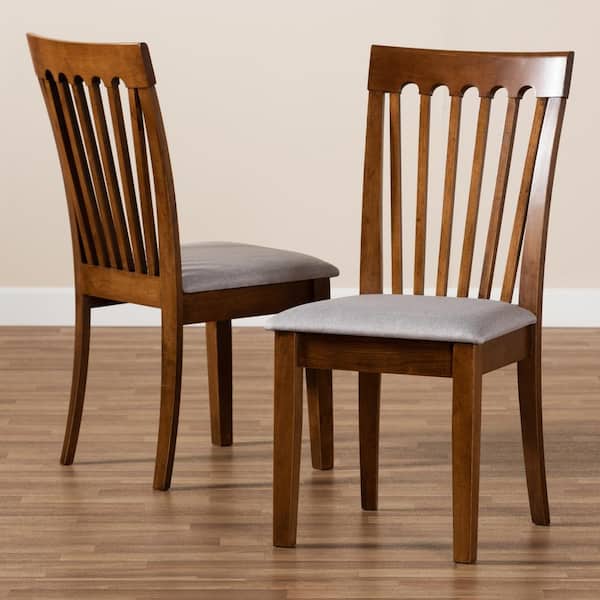 Minette Grey and Walnut Fabric Dining Chair (Set of 2)