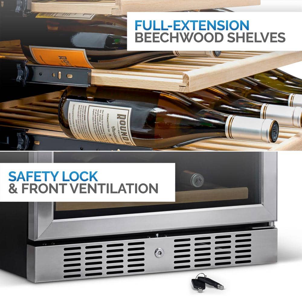 Stainless Steel Dual Zone 20-Bottle and 70-Can Beverage Refrigerator