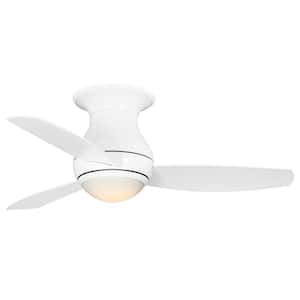 Curva Sky 44 in. Outdoor Matte White Ceiling Fan with Remote Control and LED Light