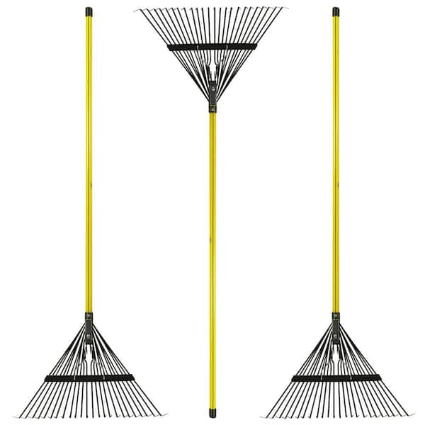 54 in. Leaf Rake with 24-Tine Steel Blade and Cushion Grip (3-Pack)