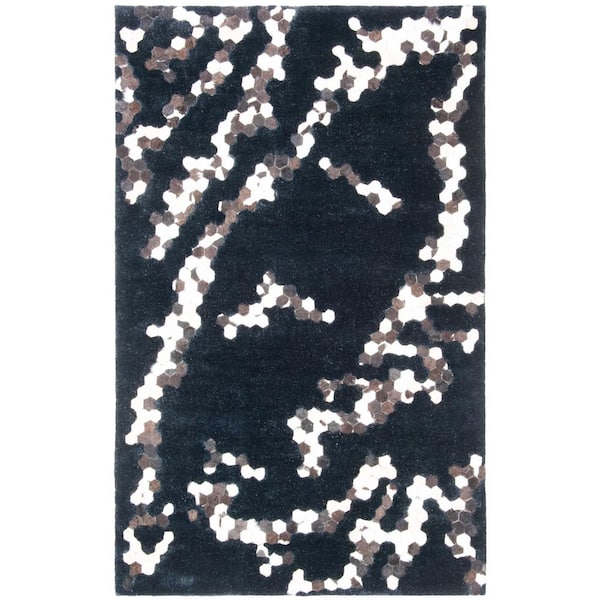Safavieh Manhattan Collection MAN101Z Handmade Modern Bamboo Silk & Leather Area Rug 9' x 12' Black 