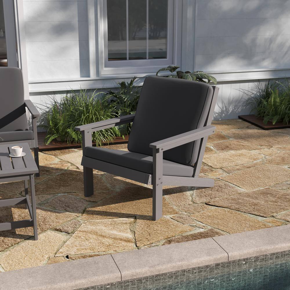 Gray Resin Frame Deep Seat Adirondack Chair with Cushions
