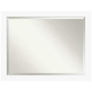 Basic White 45.5 in. x 35.5 in. Beveled Casual Rectangle Wood Framed Wall Mirror in White