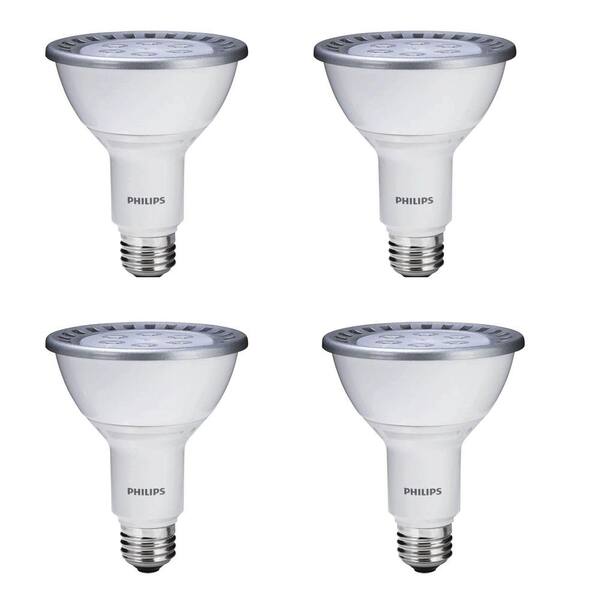 Philips 75W Equivalent Bright White (3000K) PAR30L Dimmable LED Flood Light Bulb (4-Pack)