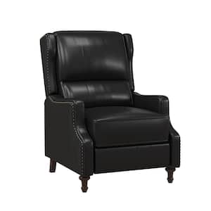 Wood-Framed PU Leather Recliner Chair Adjustable Home Theater Seating with  Thick Seat Cushion and Backrest Modern Living Room Recliners，Black