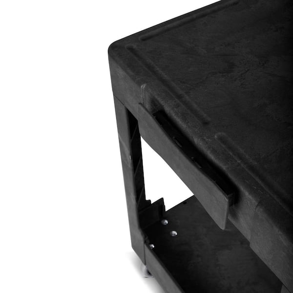 Toter - 550 lbs. Capacity 44 in. x 25.3 in. x 32.3 in. Black Plastic 2-Tier 4-Wheeled Flat Top Straight Handle Utility Cart