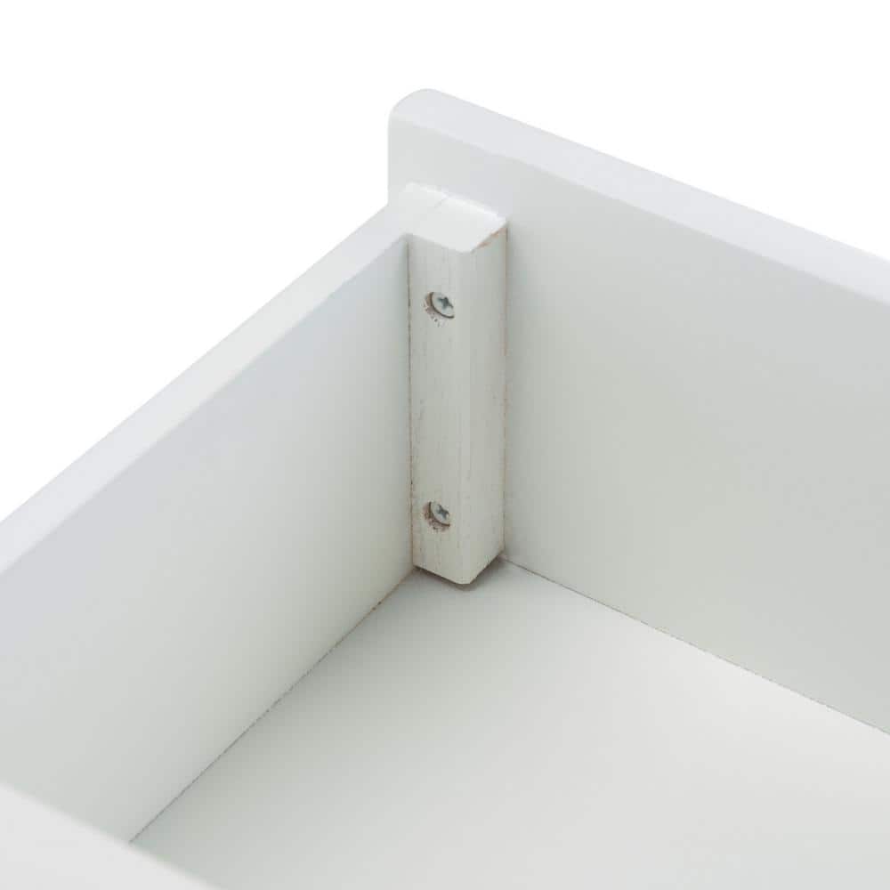 White Wood and Metal Retro Accent Table with Storage