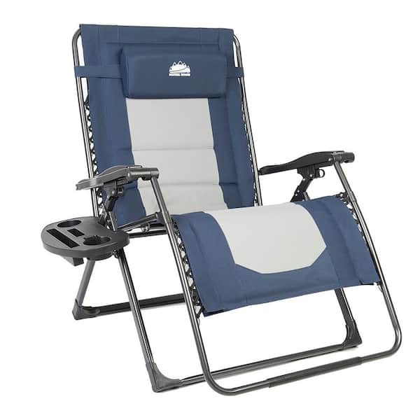 Oversized Padded Zero Gravity Chair Folding Outdoor Patio Recliner w/ Headrest 