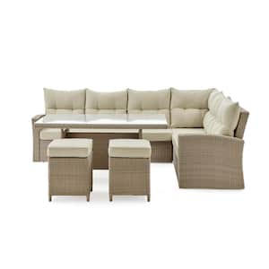 Canaan 4-Piece All-Weather Wicker Patio Conversation Deep-Seating Set with Cream Cushions