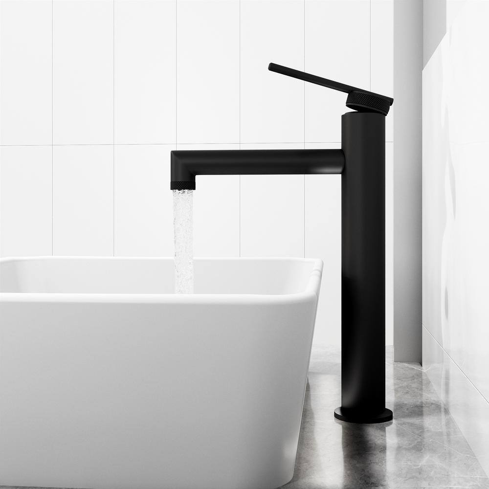 Sterling High Arc Single-Handle Vessel Sink Faucet in Matte Black