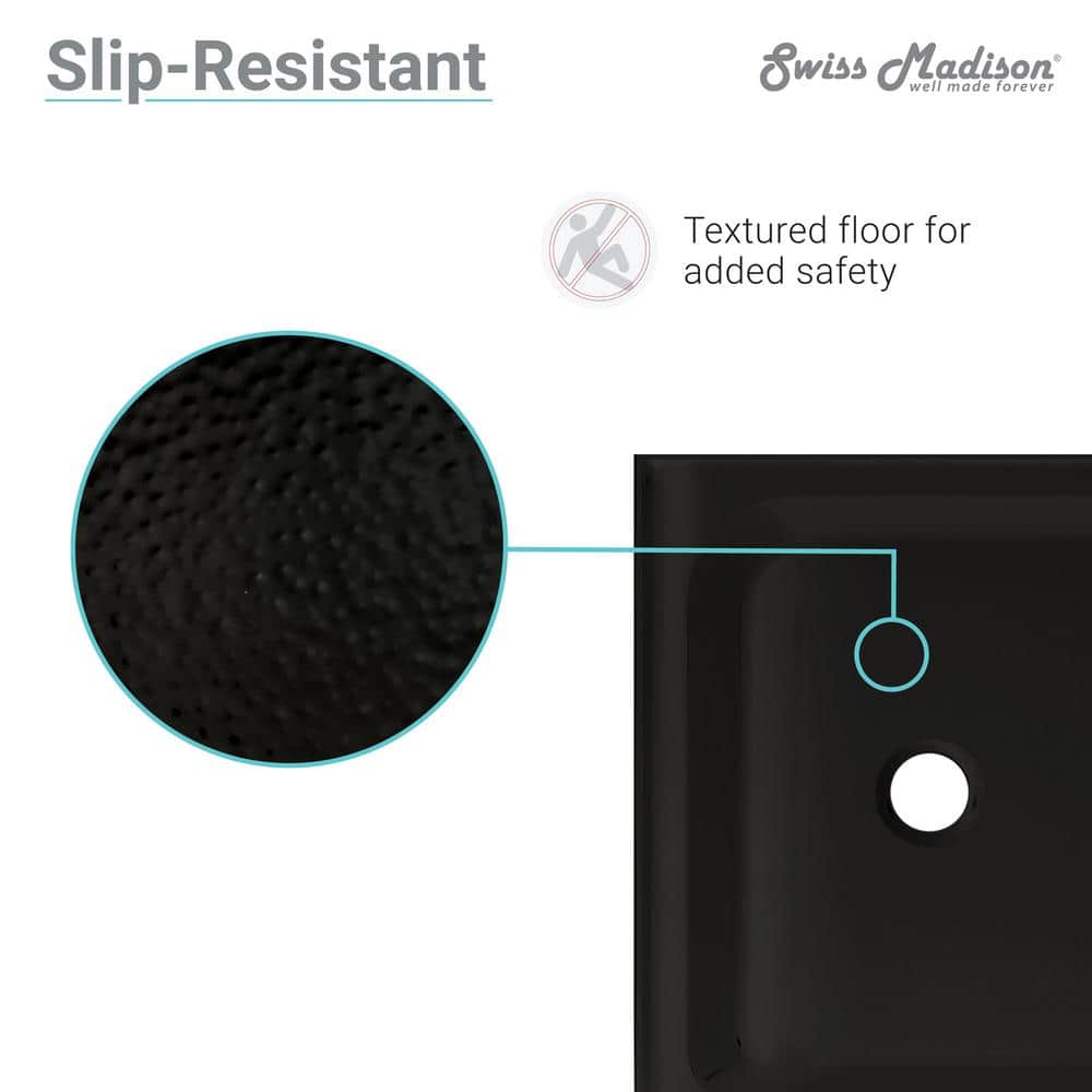 Voltaire 60" x 36" Black Acrylic Single-Threshold Shower Base