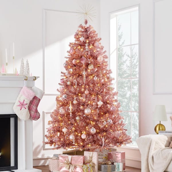 Best Choice Products 7. 5ft. Pink Pre-Lit Incandescent Flocked Pencil ...