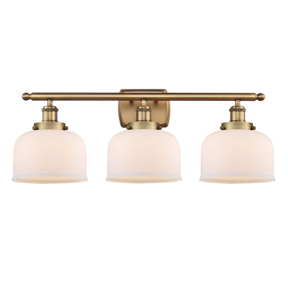 Bell 28 in. 3-Light Brushed Brass Vanity Light with Glass Shade price history on PriceWatchPro