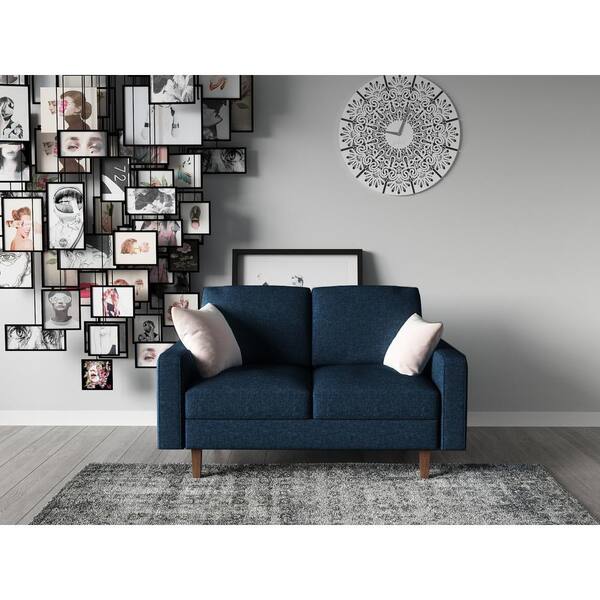 Utopia 4niture Mitz 29.53 in. Blue Velvet Loveseat Sofa with 2-Pillows (2  Seat) HAW588S00023 - The Home Depot